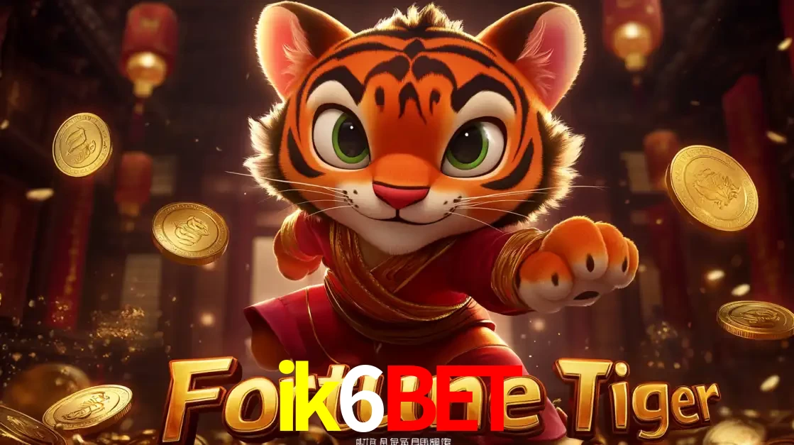 O carismático mascote do jogo de slot Fortune Tiger, um tigre fofo em pose de artes marciais, pronto para trazer sorte e multiplicadores de ganhos no cassino online ik6bet.