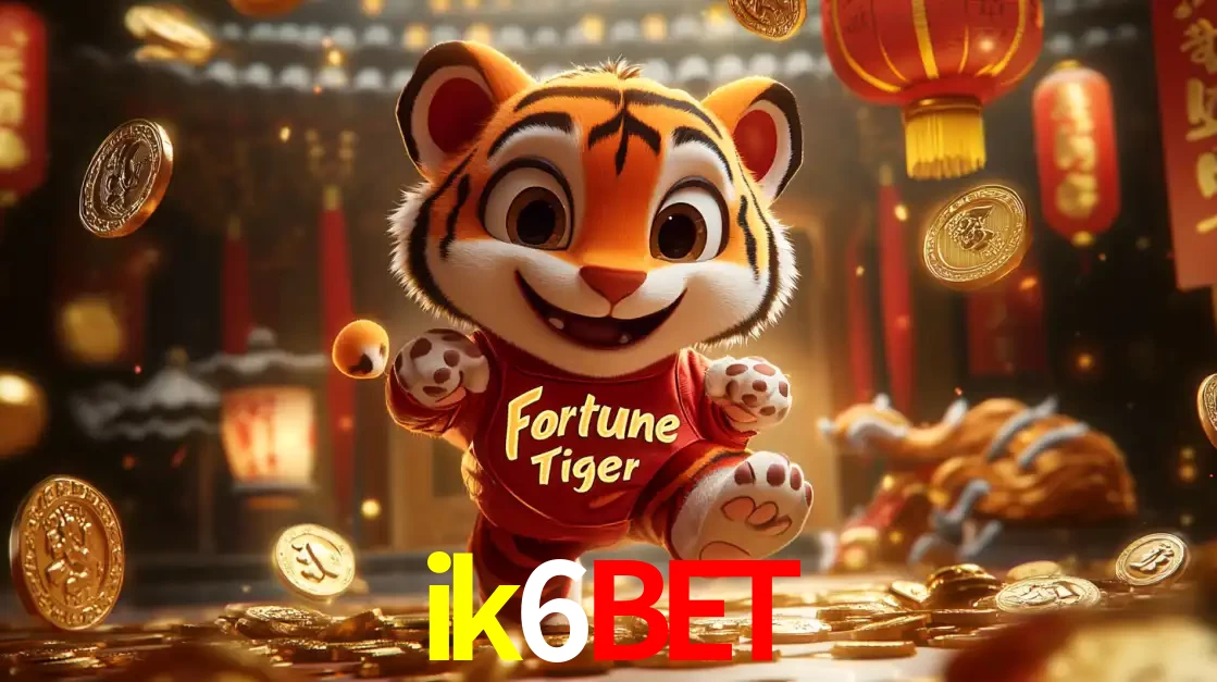 O alegre personagem do Fortune Tiger correndo sobre um caminho de moedas de ouro, simbolizando os grandes prêmios e a diversão do popular jogo de slot do ik6bet.