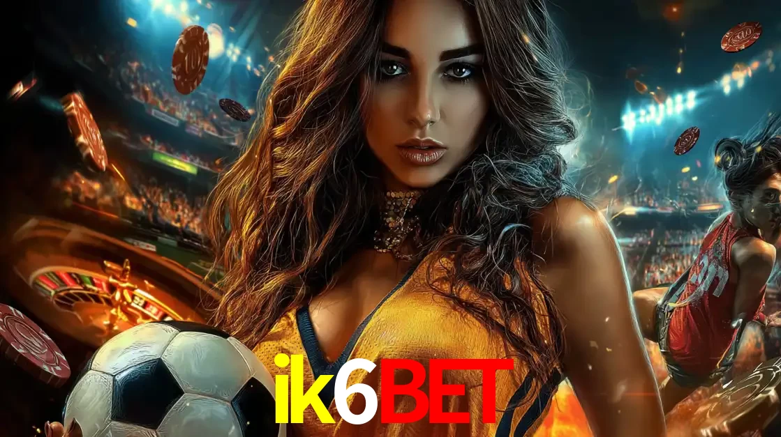 Mulher segurando uma bola de futebol em uma montagem que mistura a paixão esportiva com a emoção da roleta de cassino, tudo disponível na plataforma ik6bet.